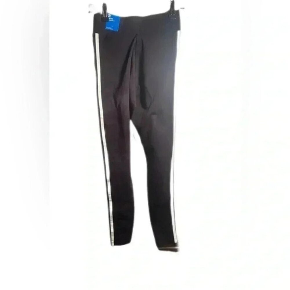 NWT  Adidas 3 stripes casual yoga stretch streetwear mid rise leggings tights M - Picture 3 of 3